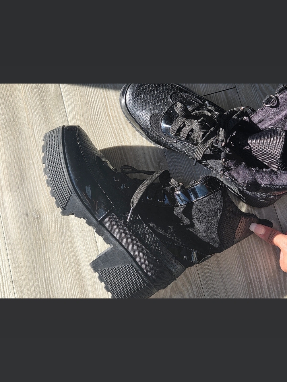 Black Lace-Up Combat Boots